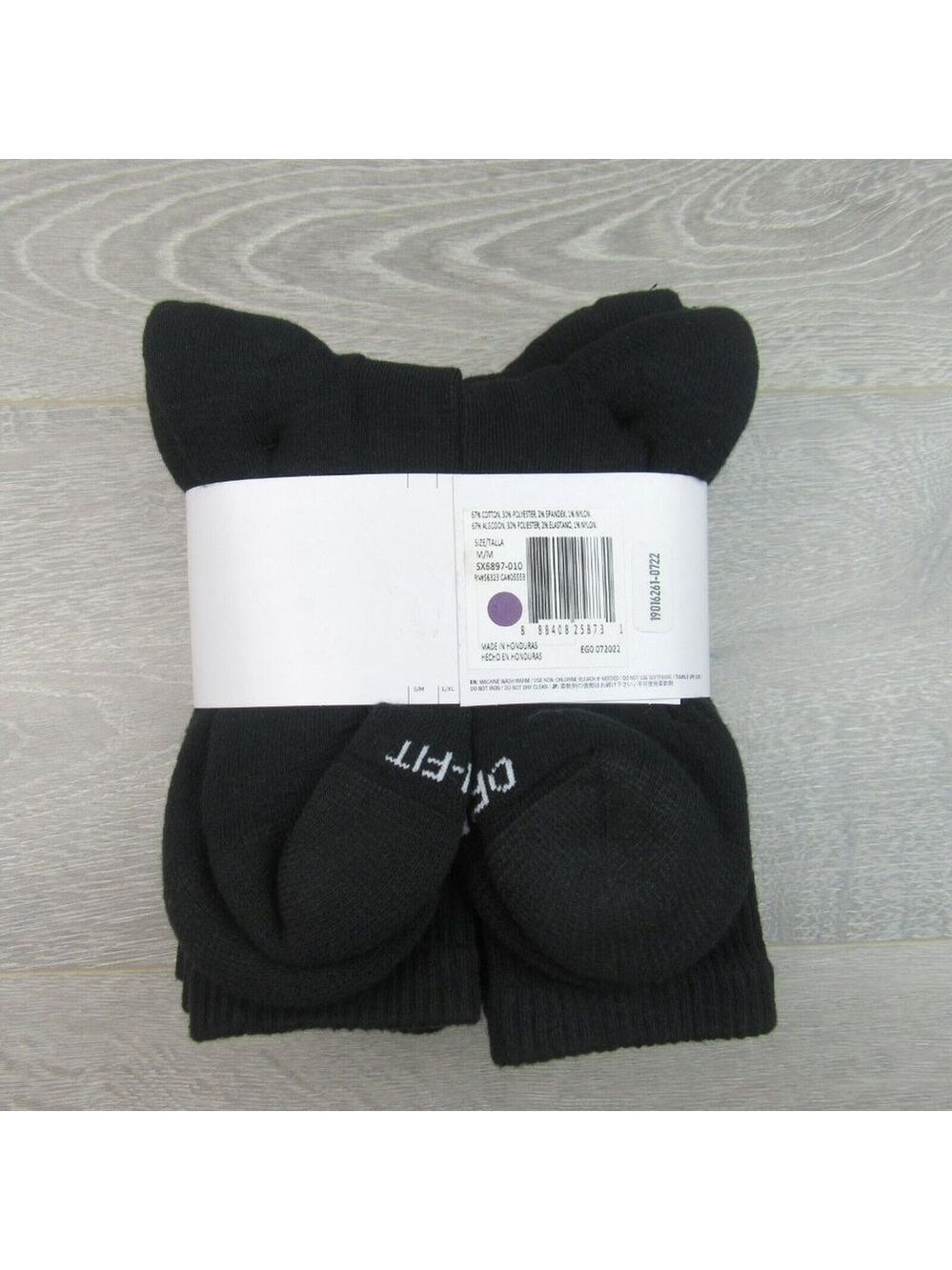 Nike Everyday Plus Dri-Fit Crew Socks Black 6 Pack Womens 6-10 / Youth 5Y-7Y NEW - Picture 7 of 8